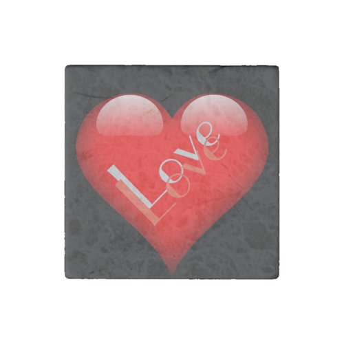 Red Heart Attractive Parisian Love Wedding Stone Magnet