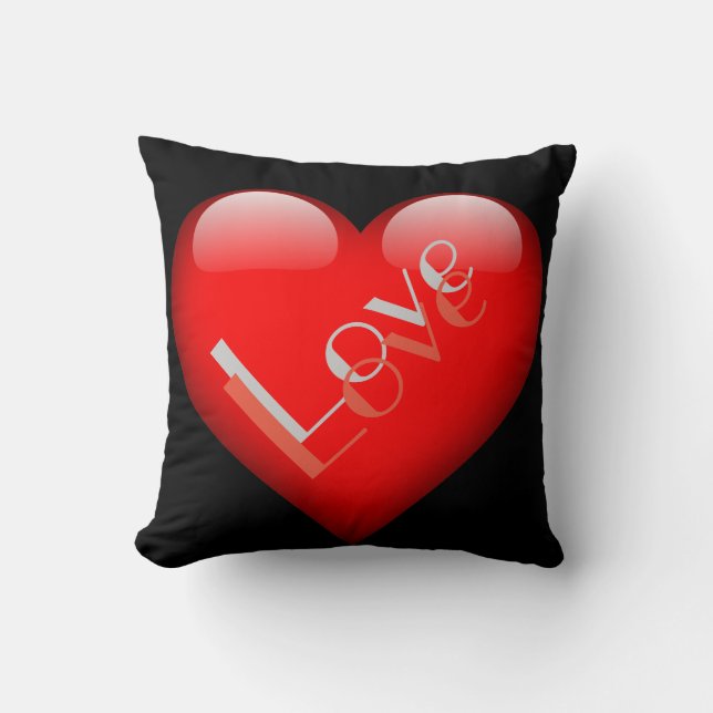 Red Heart Attractive Parisian Love Wedding Throw Pillow (Front)