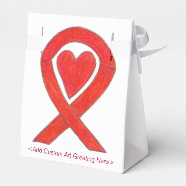 Red Heart Awareness Ribbon Art Party Favor Box (Back Side)