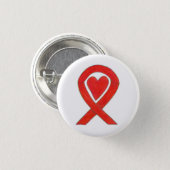 Red Heart Awareness Ribbon Art Pendant Buttons (Front & Back)