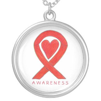 Red Heart Awareness Ribbon Jewelry Necklace