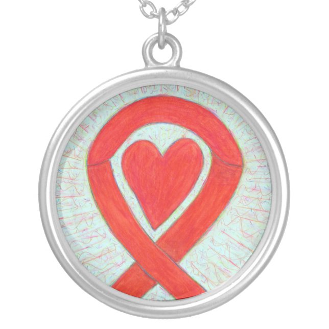 Red Heart Awareness Ribbon Jewelry Necklace (Front)