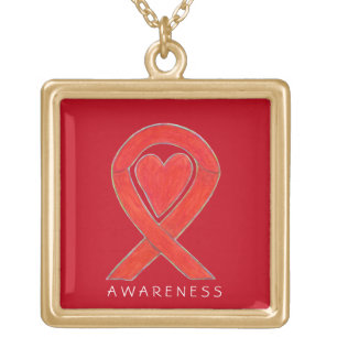 Red Heart Awareness Ribbon Jewelry Necklace