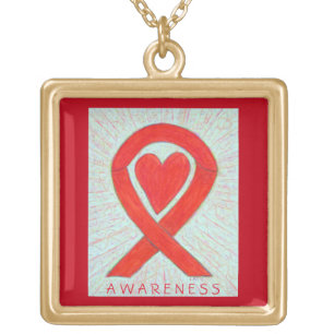 Red Heart Awareness Ribbon Jewelry Necklace