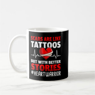 Red heart back open heart surgery warrior coffee mug