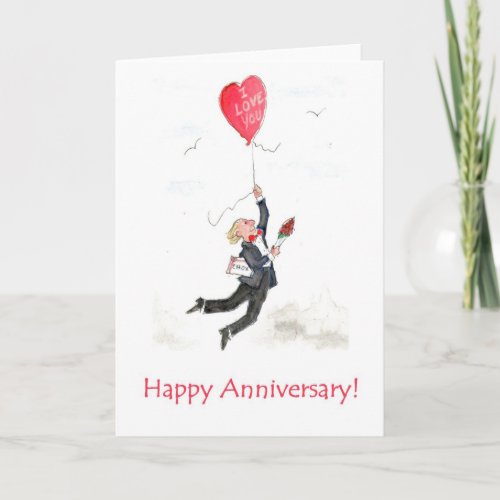 Red Heart Balloon Anniversary Card