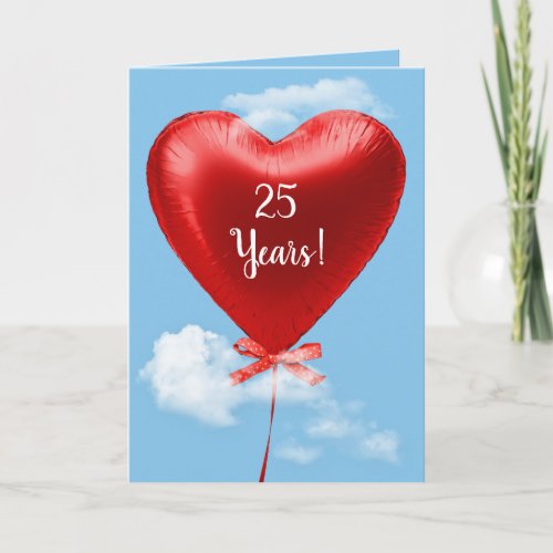 Red Heart Balloon for 25th anniversary Card