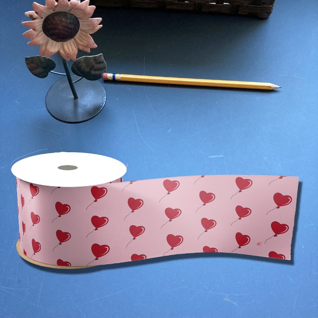 Red Heart Balloon Pattern Pink Ribbon  (Creator Uploaded)