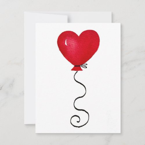 Red Heart Balloon Valentines Day Card