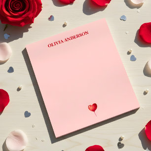 Red Heart Balloon Valentines Day Personalized Notepad