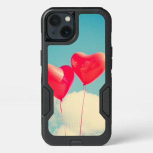 Red Heart Balloons Against Cloudy Sky iPhone 13 Case