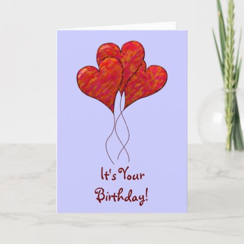 Red Heart Balloons Birthday Card