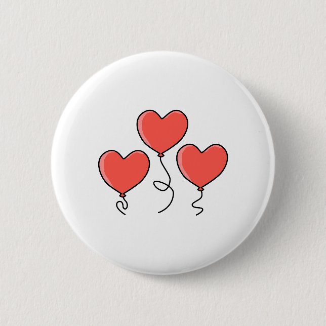 Red Heart Balloons. Button (Front)