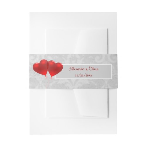 Red Heart Balloons Invitation Belly Band