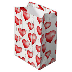 Red heart balloons medium gift bag