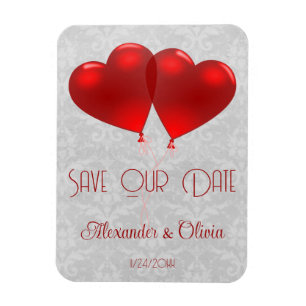 Red Heart Balloons Save The Date Magnet