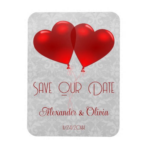 Red Heart Balloons Save The Date Magnet