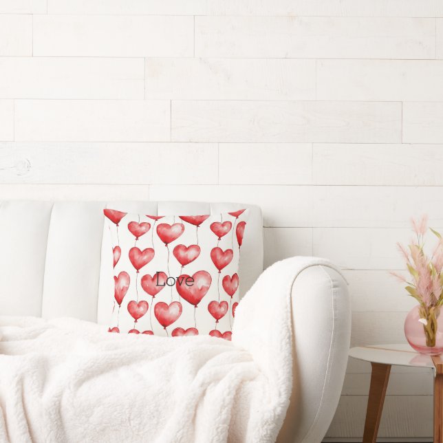 Red Heart Balloons  Throw Pillow (Couch)