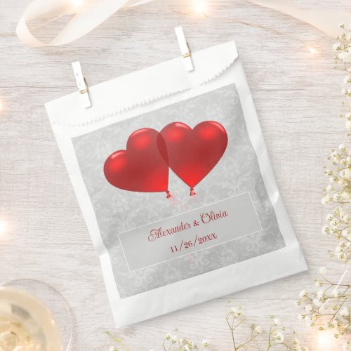 Red Heart Balloons Wedding Favor Bag