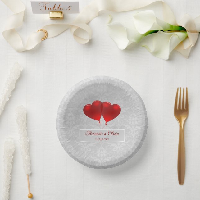 Red Heart Balloons Wedding Paper Bowls (Wedding)
