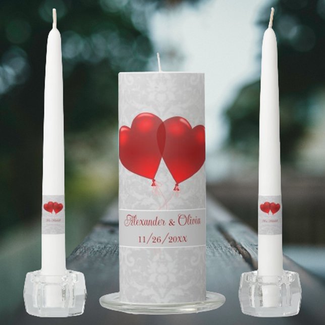 Red Heart Balloons Wedding Unity Candle Set (Red Heart Balloons Wedding Unity Candle Set)