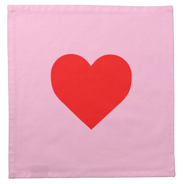Red Heart Beat Pastel Pink Cloth Napkin (Front)