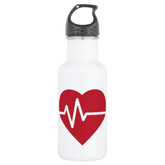 Red Heart Beats Water Bottle (Front)