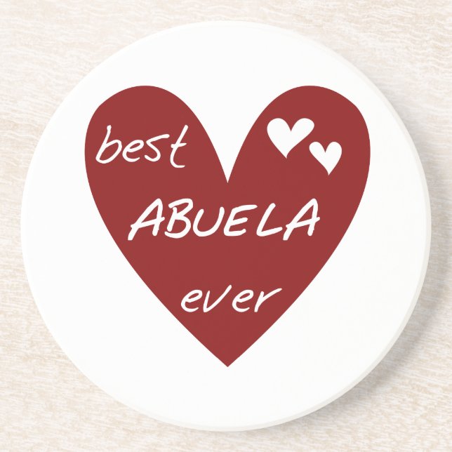 Red Heart Best Abuela Ever T-shirts and Gifts Drink Coaster (Front)