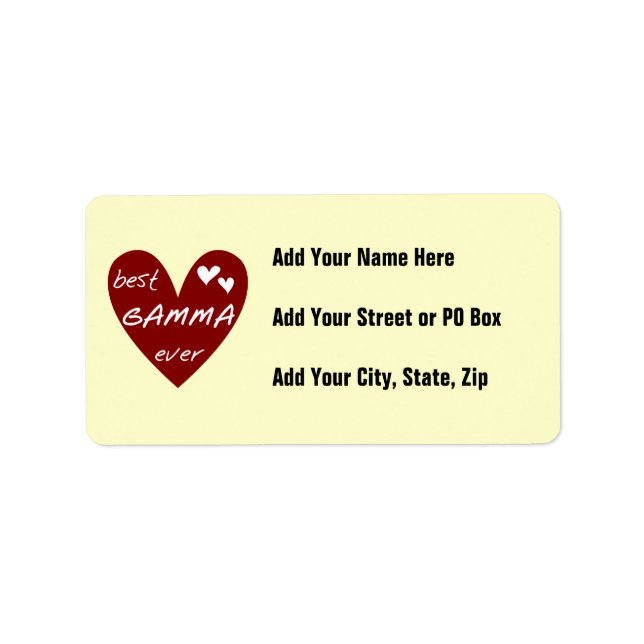 Red Heart Best Gamma Ever Tshirts and Gifts Label (Front)