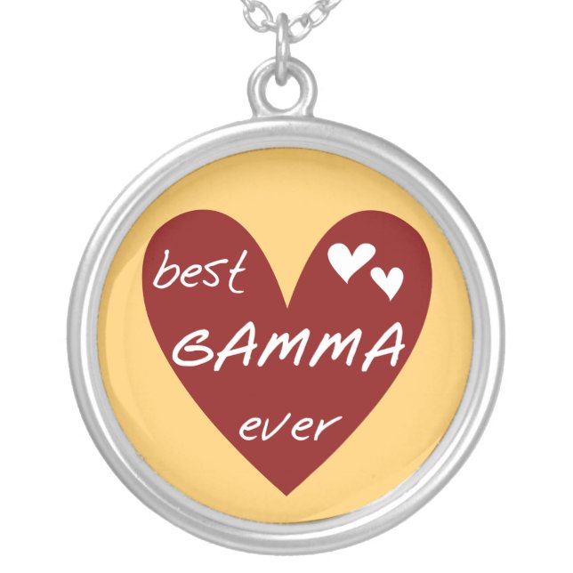 Red Heart Best Gamma Ever Tshirts and Gifts Silver Plated Necklace (Front)