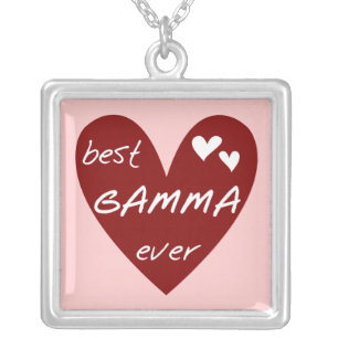 Red Heart Best Gamma Ever Tshirts and Gifts Silver Plated Necklace