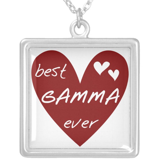 Red Heart Best Gamma Ever Tshirts and Gifts Silver Plated Necklace (Front)