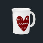 Red Heart Best Gammie Ever Gifts Pitcher<br><div class="desc">Best Gammie Ever mugs, keepsakes, ornaments, and much more for the best gammie ever featuring a red heart and white text design! Great gifts for great grandparents!</div>