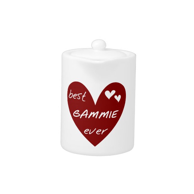 Red Heart Best Gammie Ever Gifts Teapot (Front)