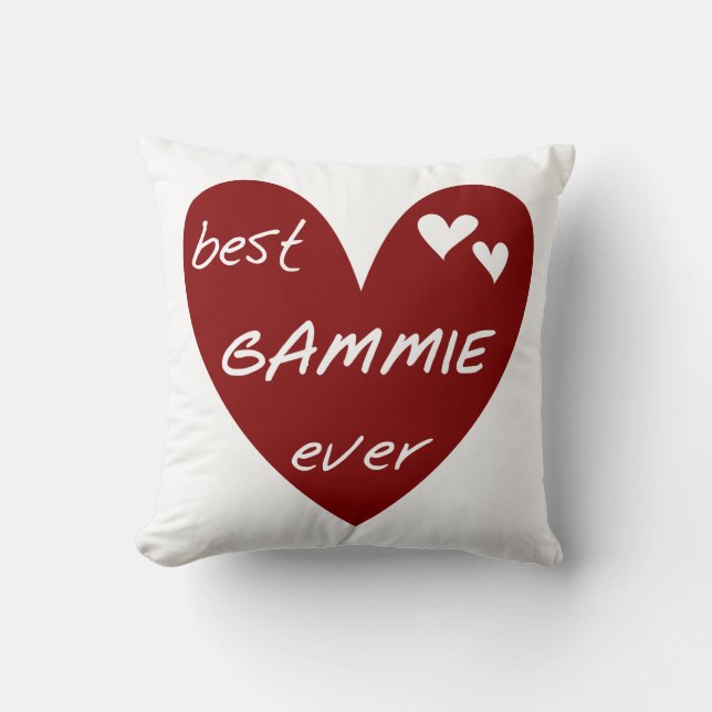 Red Heart Best Gammie Ever Gifts Throw Pillow (Front)