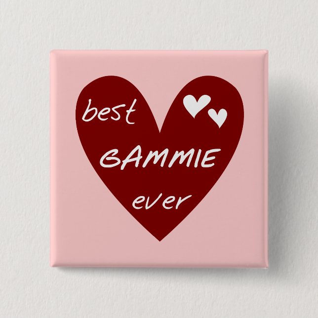 Red Heart Best Gammie Ever Tshirts and Gifts Button (Front)