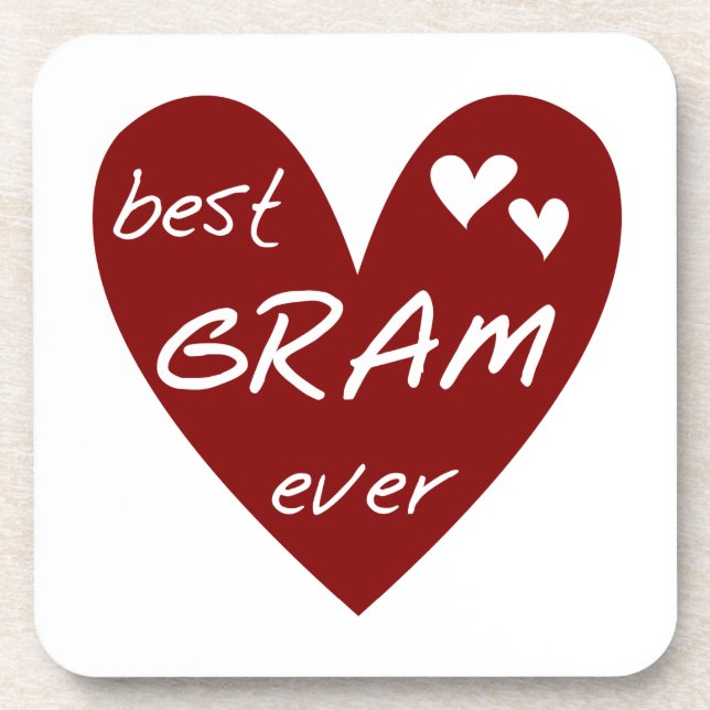 Red Heart Best Gram Ever Gifts Drink Coaster (Front)