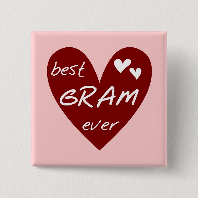 Red Heart Best Gram Ever Tshirts and Gifts Button (Front)