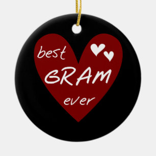Red Heart Best Gram Ever Tshirts and Gifts Ceramic Ornament