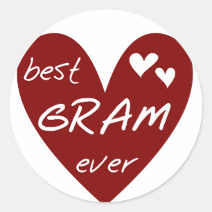 Red Heart Best Gram Ever Tshirts and Gifts Classic Round Sticker