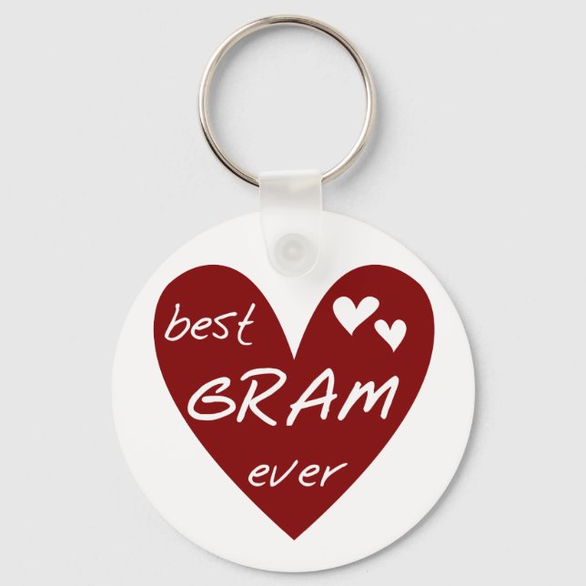 Red Heart Best Gram Ever Tshirts and Gifts Keychain (Front)