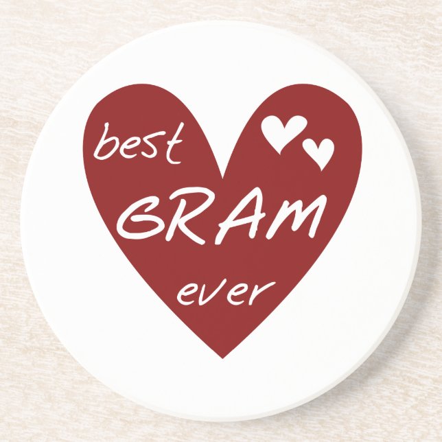 Red Heart Best Gram Ever Tshirts and Gifts Sandstone Coaster (Front)