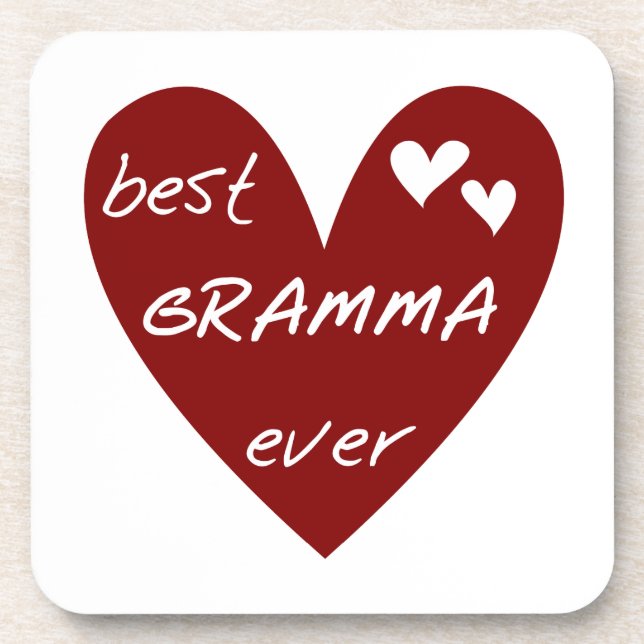 Red Heart Best Gramma Ever Gifts Beverage Coaster (Front)