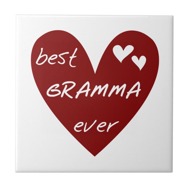 Red Heart Best Gramma Ever Gifts Ceramic Tile (Front)