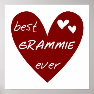 Red Heart Best Grammie Ever T-shirts and Gifts Poster