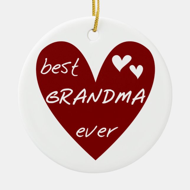 Red Heart Best Grandma Ever T-shirts and Gifts Ceramic Ornament (Front)
