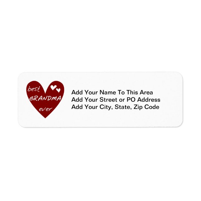 Red Heart Best Grandma Ever T-shirts and Gifts Label (Front)