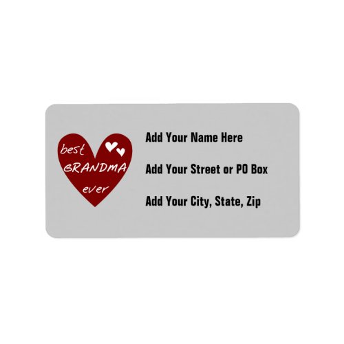 Red Heart Best Grandma Ever T_shirts and Gifts Label