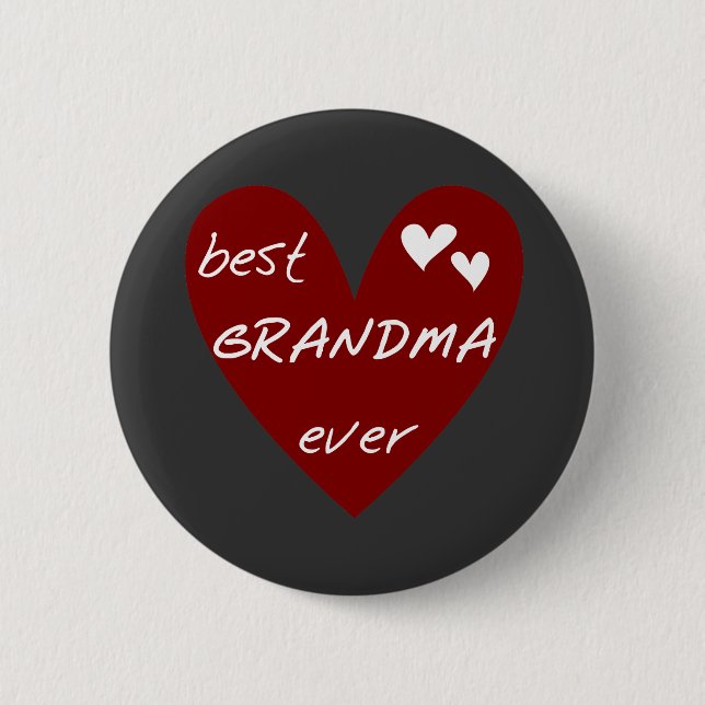 Red Heart Best Grandma Ever T-shirts Gifts Pinback Button (Front)