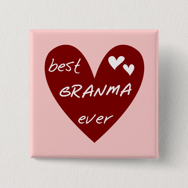 Red Heart Best Granma Ever T-shirts and Gifts Button (Front)